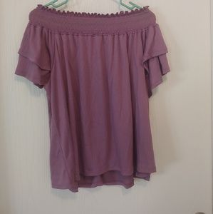 Purple bare shoulders top